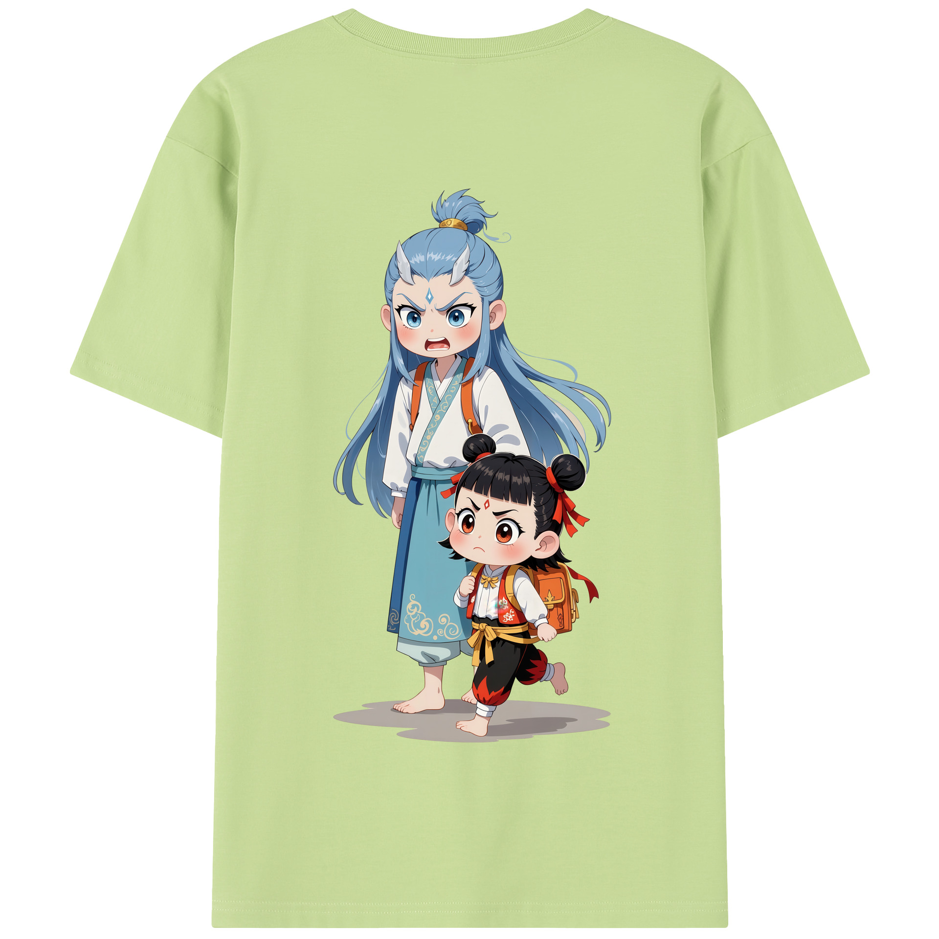 （画像用） Ne Zha 2 ナタ 魔童の大暴れ 綿100％半袖Tシャツ（背面プリント）
